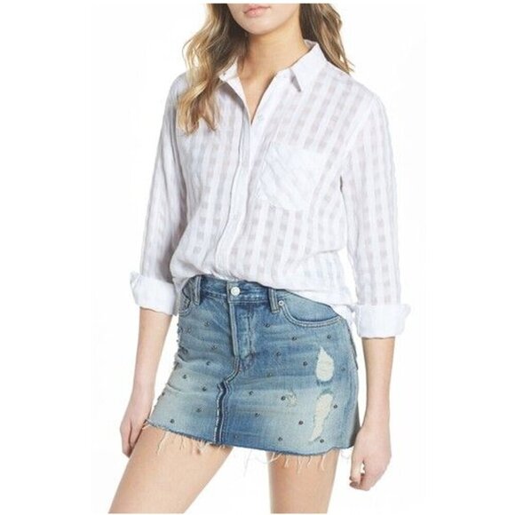 Rails Charli Powder Check Button Down top - Picture 2 of 11